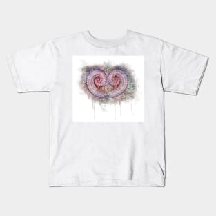 Watercolor illustration of two catterpiller bugs twirl like a heart shape Kids T-Shirt